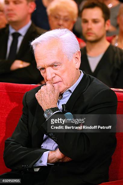 Journalist and writer of the book 'Un americain peu tranquille' Philippe Labro attends the 'Vivement Dimanche' French TV Show, held at Pavillon...