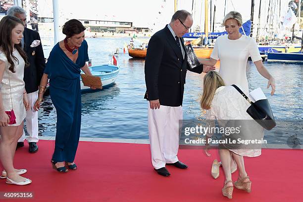 Princess Alexandra of Hanover, Princess Caroline of Hanover, Prince Albert II of Monaco and Princess Charlene of Monaco attend the Monaco Yacht Club...