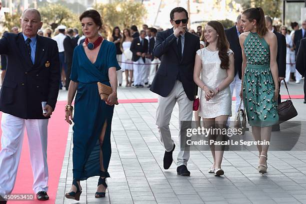 Princess Caroline of Hanover, Gad Elmaleh, Princess Alexandra of Hanover and Charlotte Casiraghi attend the Monaco Yacht Club Opening on June 20,...