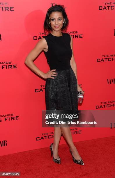 Actress Meta Golding attends the "Hunger Games: Catching Fire" New York Premiere at AMC Lincoln Square Theater on November 20, 2013 in New York City.