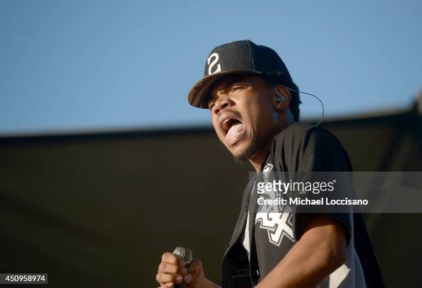 Chance The Rapper performs onstage during day 2 of the Firefly Music Festival on June 20, 2014 in Dover, Delaware.