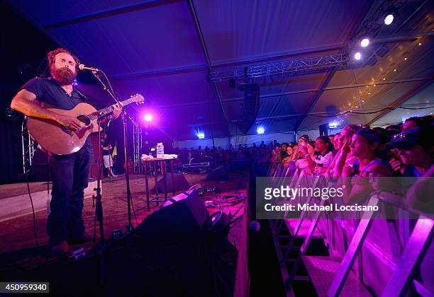Samuel Beam of Iron & Wine performs onstage during day 2 of the Firefly Music Festival on June 20, 2014 in Dover, Delaware.