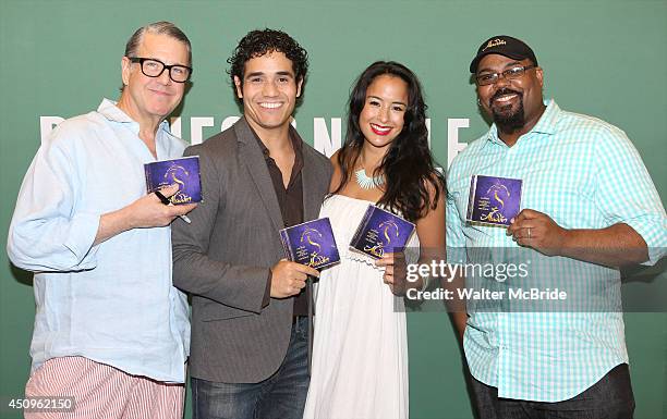 Jonathan Freeman, Adam Jacobs, Courtney Reed and James Monroe Iglehart attend the 'Aladdin' Broadway Cast CD Signing at Barnes & Noble Citigroup...