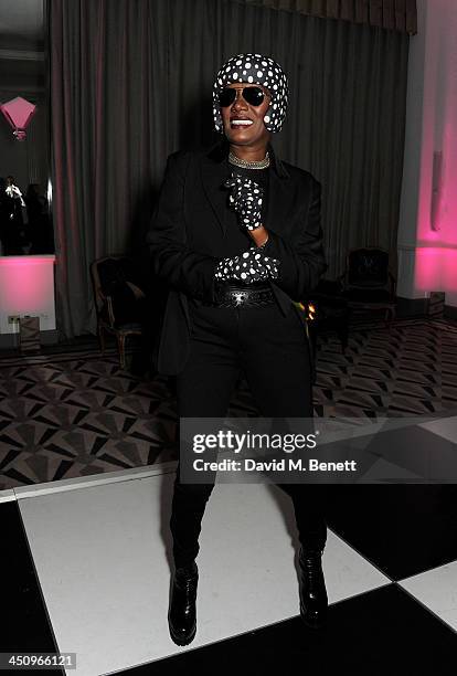 Grace Jones attends the Isabella Blow: Fashion Galore! charity dinner hosted by the Isabella Blow Foundation at Claridges Hotel on November 19, 2013...