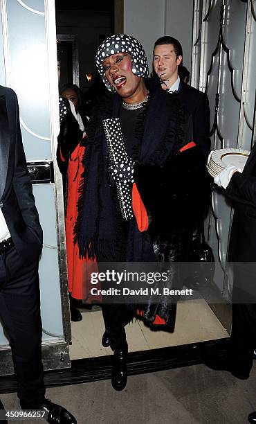 Grace Jones attends the Isabella Blow: Fashion Galore! charity dinner hosted by the Isabella Blow Foundation at Claridges Hotel on November 19, 2013...