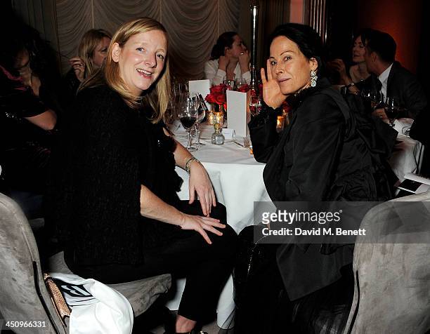 Sarah Burton and Lady Amanda Harlech attend the Isabella Blow: Fashion Galore! charity dinner hosted by the Isabella Blow Foundation at Claridges...