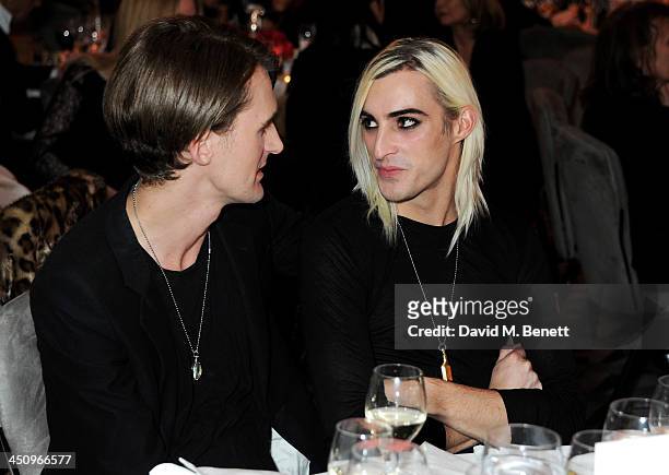 Gareth Pugh and Carson McColl attend the Isabella Blow: Fashion Galore! charity dinner hosted by the Isabella Blow Foundation at Claridges Hotel on...