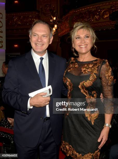 Pedro Piqueras and Julia Otero attend the Onda Awards 2013 Gala at the Gran Teatre del Liceu on November 20, 2013 in Barcelona, Spain.