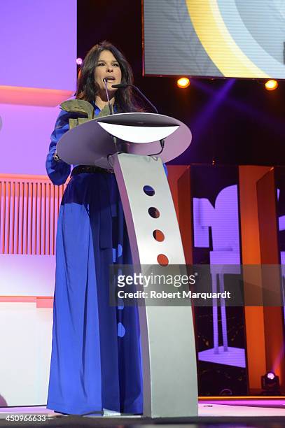 Martha Debayle accepts the 'Best International Radio Program for W Radio Mexico' award at the Onda Awards 2013 Gala at the Gran Teatre del Liceu on...