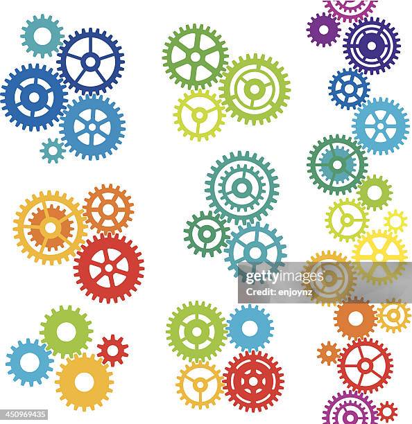 colourful cogs - cog vector stock illustrations