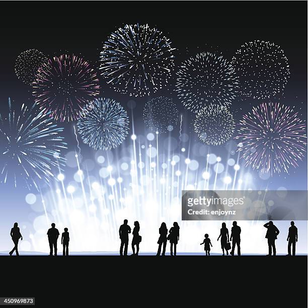 new year fireworks background - firework explosive material stock illustrations