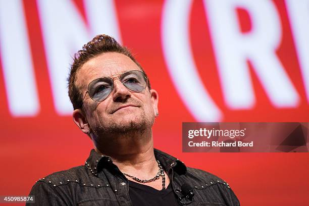 Bono attends the 'Bono and Jonathan Ive Seminar' during the 2014 Cannes Lions Festival on June 21, 2014 in Cannes, France.