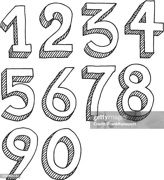 stockillustraties, clipart, cartoons en iconen met number set drawing - number 2