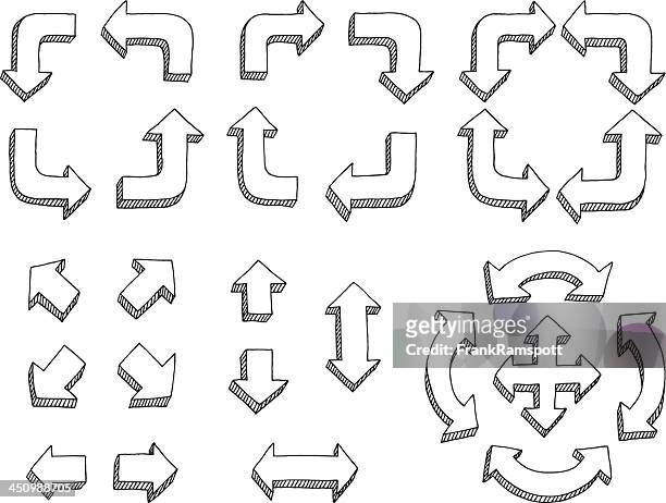 arrows direction elements set drawing - right hand stock illustrations
