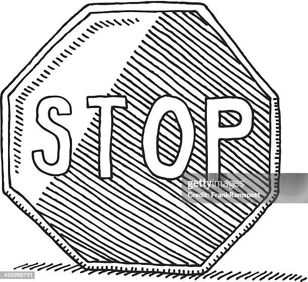 stoppschild-zeichnung - stop sign stock-grafiken, -clipart, -cartoons und -symbole
