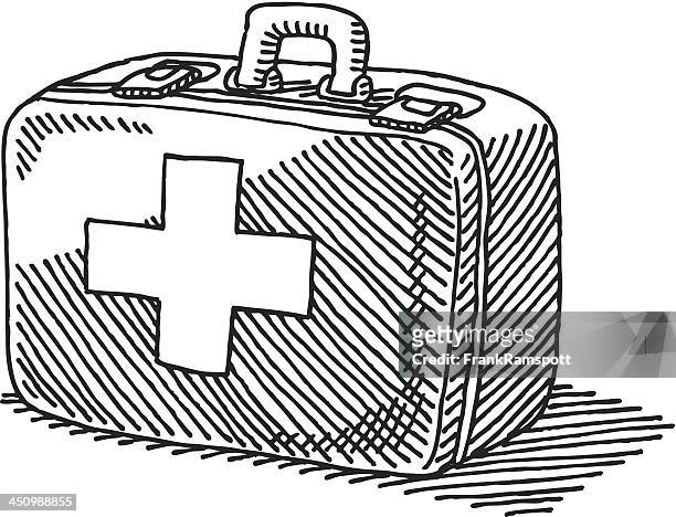 erste-hilfe-fall zeichnung - first aid kit stock-grafiken, -clipart, -cartoons und -symbole