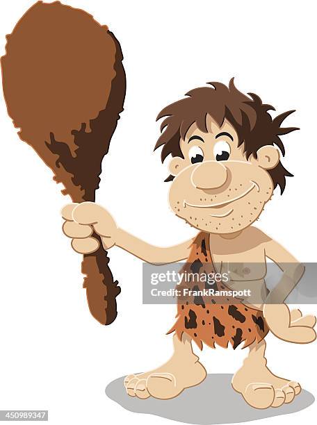 caveman cartoon man isolated - early homo sapiens 幅插畫檔、美工圖案、卡通及圖標