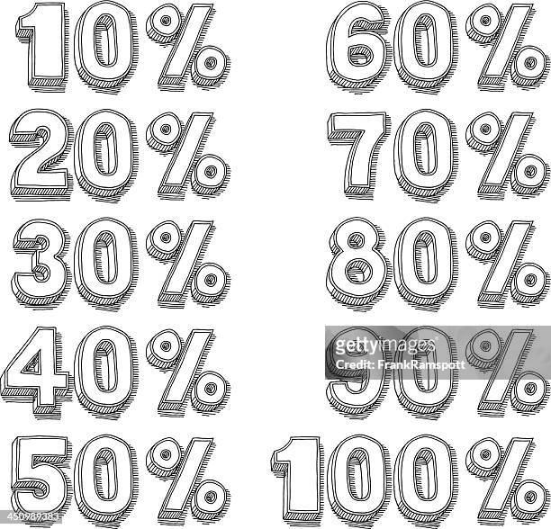 3d percentage numbers set drawing - 10 percent stock illustrations