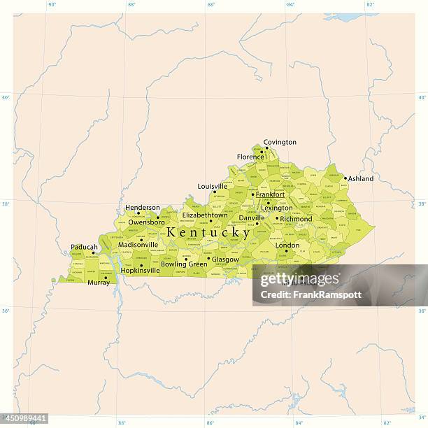 kentucky vector map - lexington kentucky stock illustrations