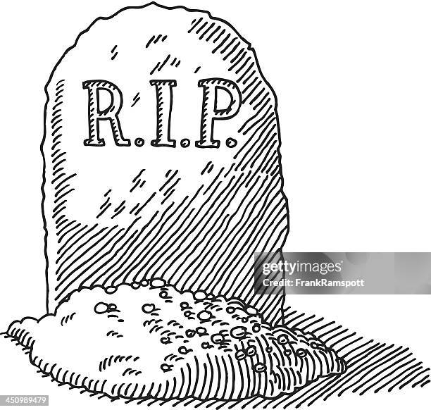 gravestone rip drawing - pile of rocks white background stock illustrations