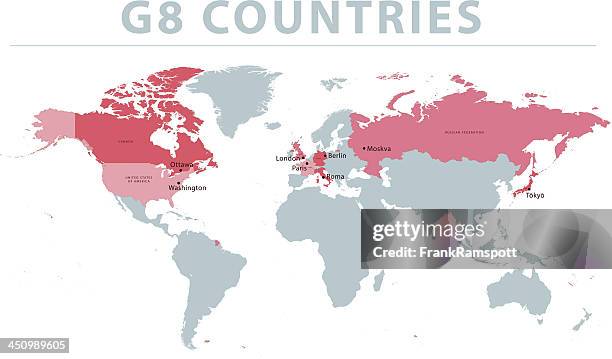 g8 countries world map vector isolated - world g8 stock illustrations