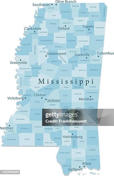 mississippi vektor-karte isoliert - gulfport stock-grafiken, -clipart, -cartoons und -symbole