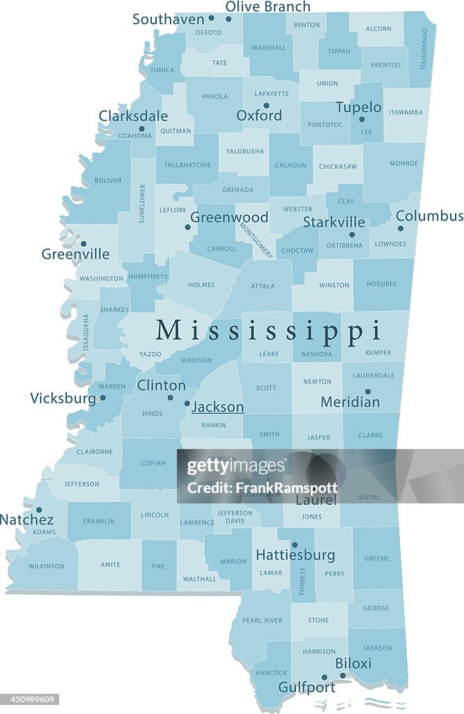 Mississippi Vector Map Isolated