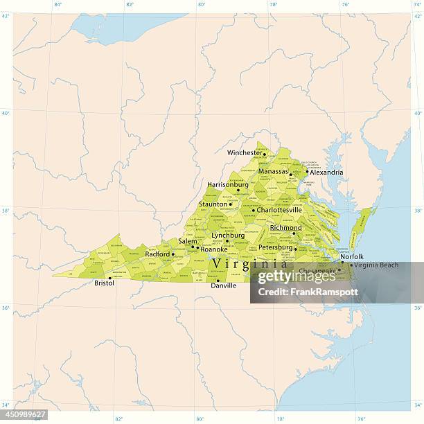 virginia vector map - virginia beach va stock illustrations