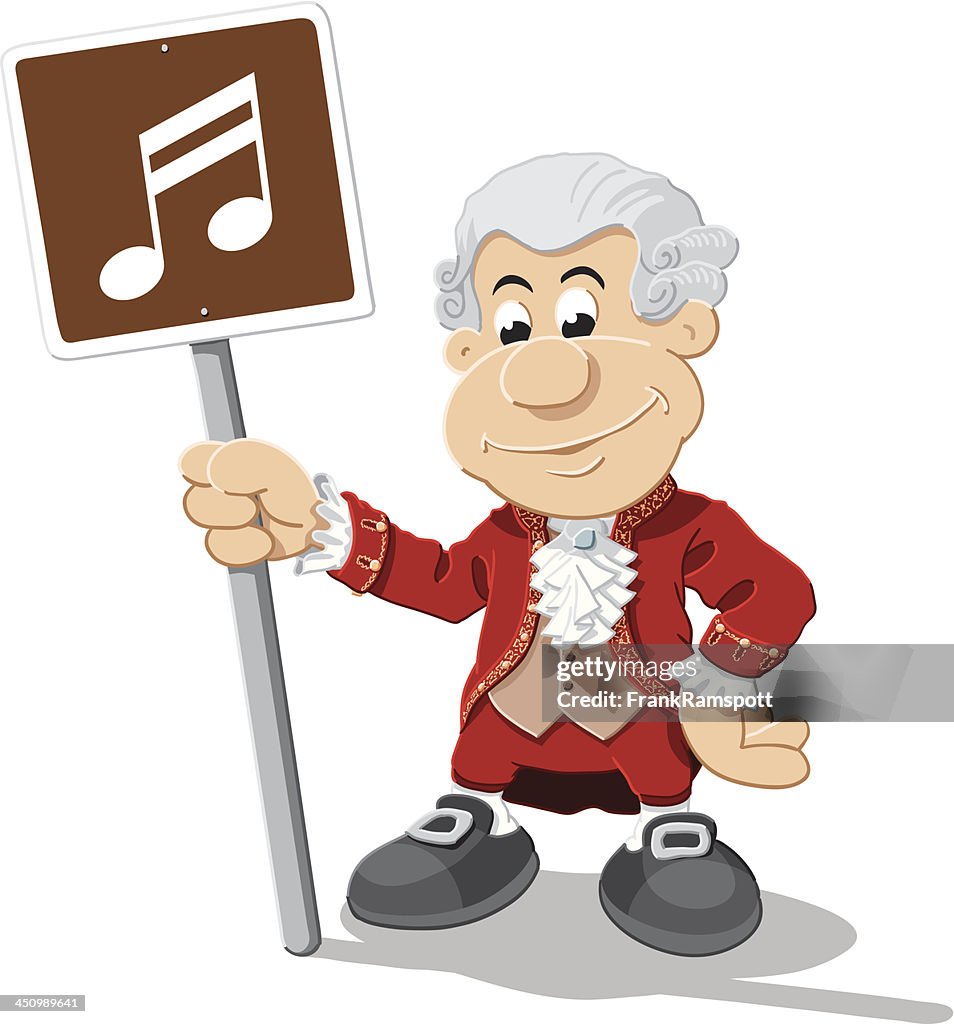 Composer Cartoon Man Music Note Sign Isolated