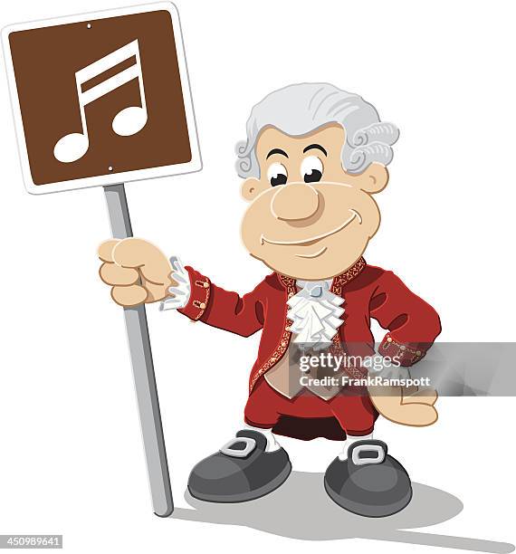 composer cartoon man music note sign isolated - composer stock illustrations