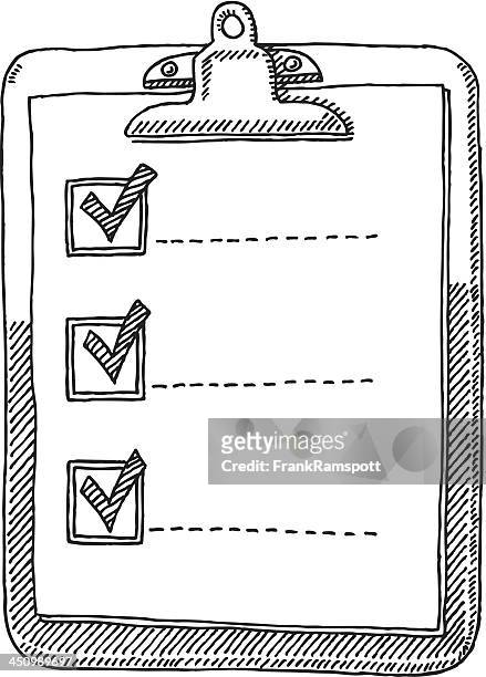 clipboard check list tick drawing - liso stock illustrations