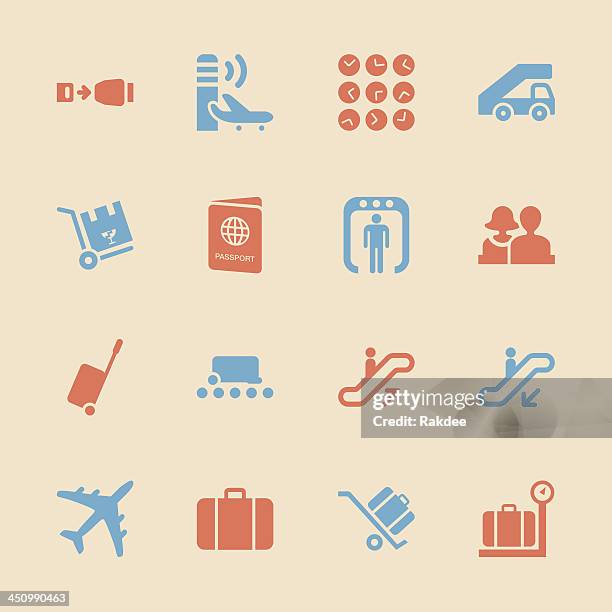 flughafen icon-color-serie/eps10 - trolley stock-grafiken, -clipart, -cartoons und -symbole