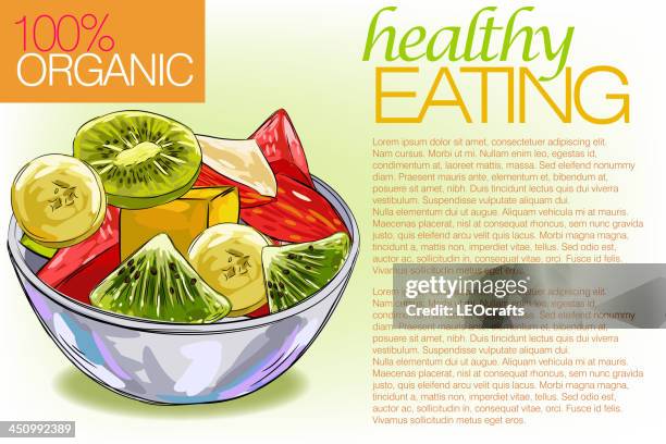 healthy food - fruit salad stock illustrations