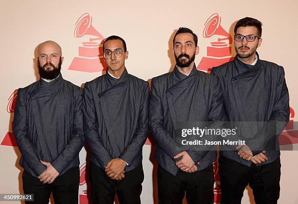 Members of La Vida Bohème arrive at the 2013 Latin Recording Academy Person Of The Year honoring Miguel Bose at the Mandalay Bay Convention Center on...