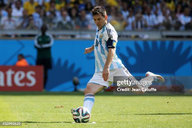 Lionel Messi of Argentina in action during the 2014 FIFA World Cup Brazil Group F match between Argentina and Iran at Estadio Mineirao on June 21,...