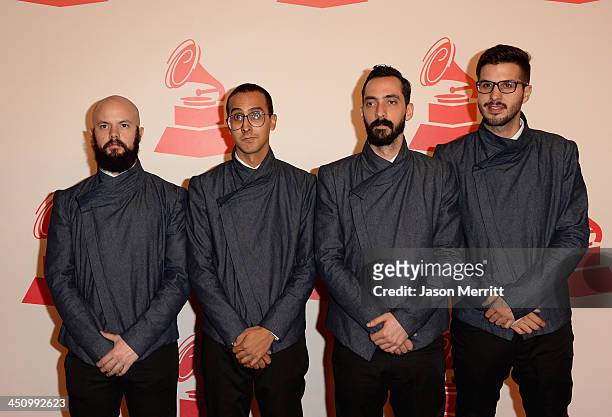 Members of La Vida Bohème arrive at the 2013 Latin Recording Academy Person Of The Year honoring Miguel Bose at the Mandalay Bay Convention Center on...