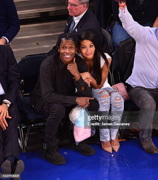 Rocky and Chanel Iman attend the Indiana Pacers vs New York Knicks game at Madison Square Garden on November 20, 2013 in New York City.