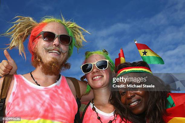Ghana fans pose prior to the 2014 FIFA World Cup Brazil Group G match between Germany and Ghana at Castelao on June 21, 2014 in Fortaleza, Brazil.
