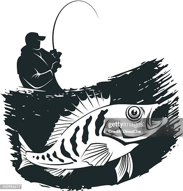 fishing emblem - troll stock illustrations