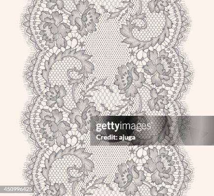 Gray Lace Ribbon Vertical Seamless Pattern High-Res Vector Graphic ...
