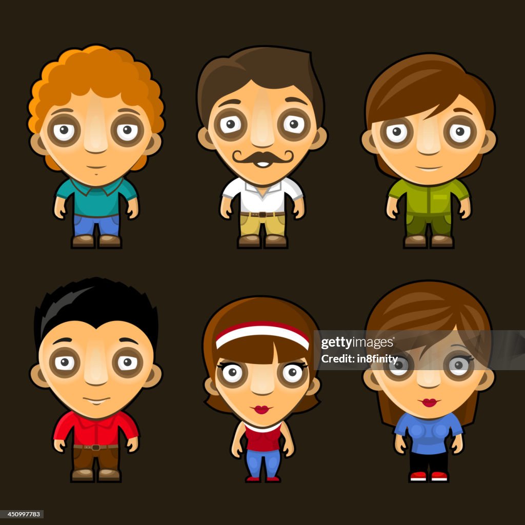 Set Of Funny People Cartoon Vector Characters High-Res Vector Graphic -  Getty Images