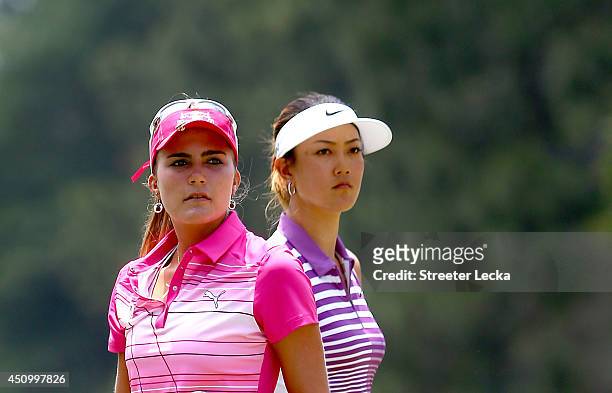 Lexi Thompson of the United States plays alongside Michelle Wie of the United States during the third round of the 69th U.S. Women's Open at...