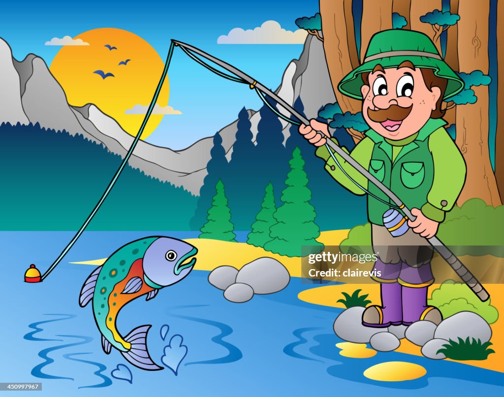 Lake With Cartoon Fisherman 1 High-Res Vector Graphic - Getty Images Lake With Cartoon Fisherman 1 High-Res Vector Graphic - Getty Images