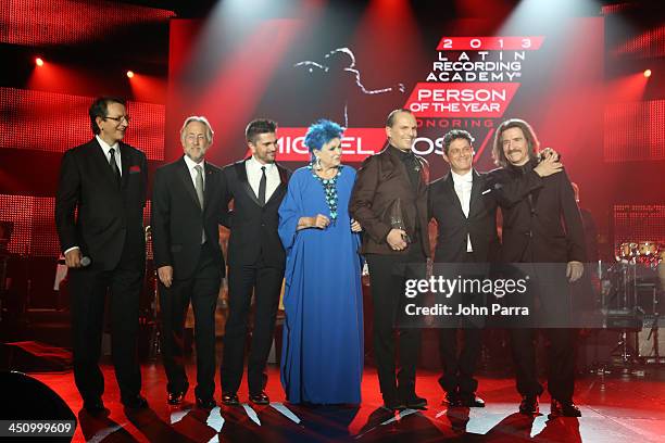 President and CEO of the Latin Recording Academy Gabriel Abaroa, Recording Academy President/CEO Neil Portnow, recording artist Juanes, actress Lucia...