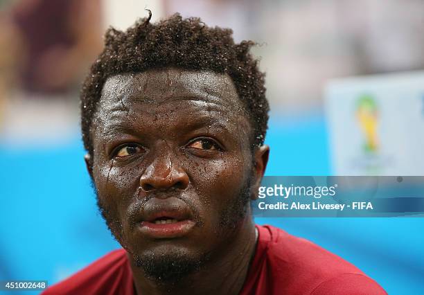Sulley Muntari of Ghana reacts after the 2-2 draw in the 2014 FIFA World Cup Brazil Group G match between Germany and Ghana at Castelao on June 21,...