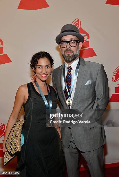 Singers Tristana Robles and Kacho Lopez attend the 2013 Person of the Year honoring Miguel Bose at the Mandalay Bay Convention Center on November 20,...