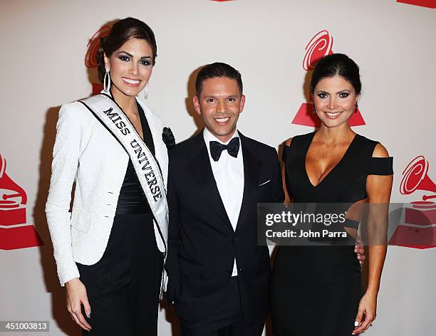 Miss Universe 2013 Gabriela Isler, tv personality Rodner Figueroa and tv personality Chiquinquira Delgado attend the 2013 Person of the Year honoring...