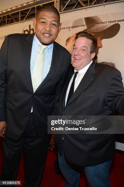 Omar Benson Miller and Jeff Beacher arrive at the "Homefront" premiere at Planet Hollywood Resort & Casino on November 20, 2013 in Las Vegas, Nevada.