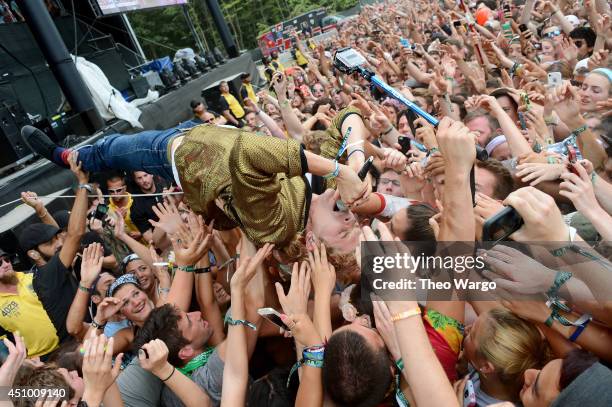 Christian Zucconi of Grouplove performs onstage during day 3 of the Firefly Music Festival on June 21, 2014 in Dover, Delaware.