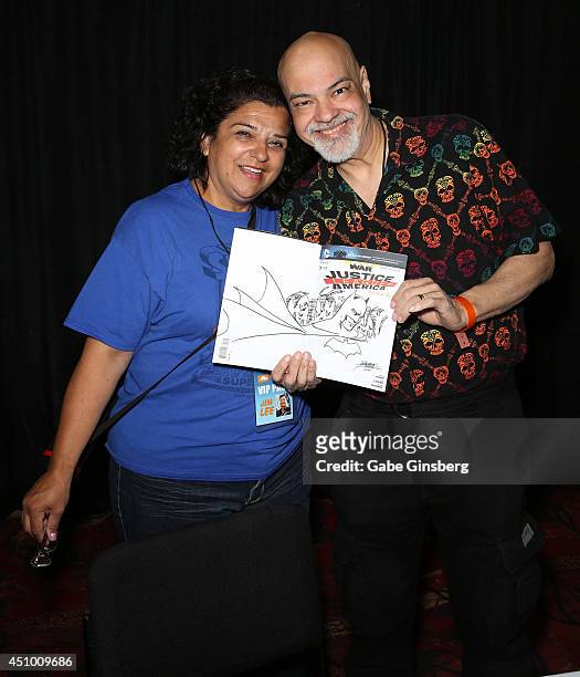 Norma Fregoso and Comic book writer and illustrator George Perez attend the Amazing Las Vegas Comic Con at the South Point Hotel & Casino on June 21,...